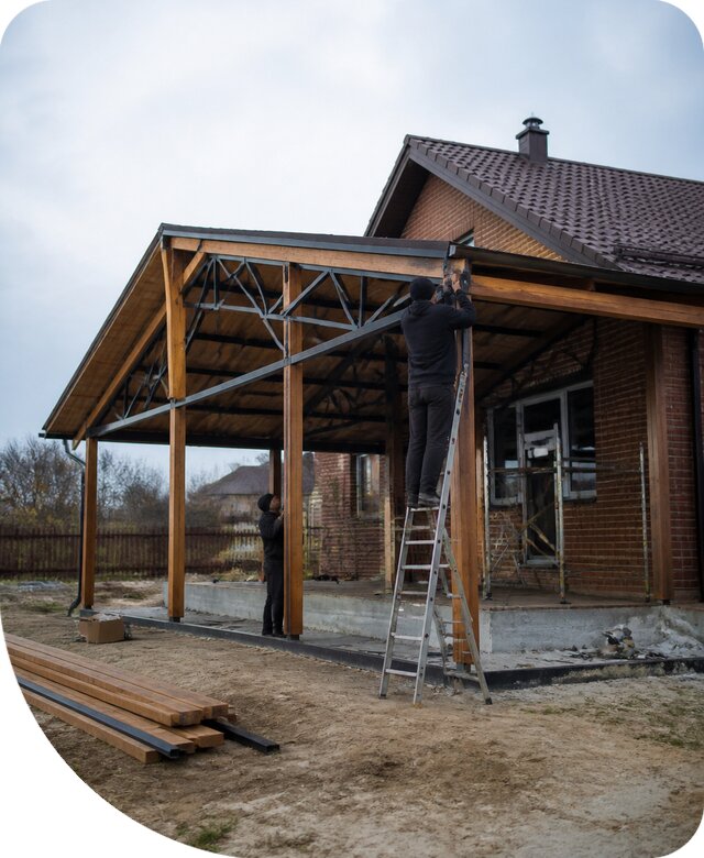 Пристройка навеса к дому и участку в Дмитрах под ключ